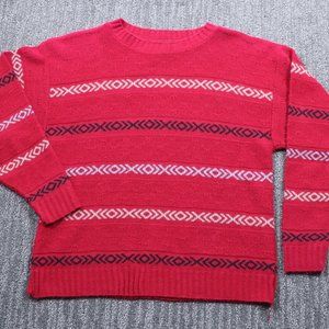 Vintage Blair Womens Sweater Red Size 16 Geometric Cozy Cottagecore Made In USA